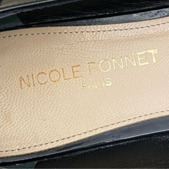 Nicole Bonnet Paris Black Patent Pointy Leather Flats Size 8 - Picture 5 of 7